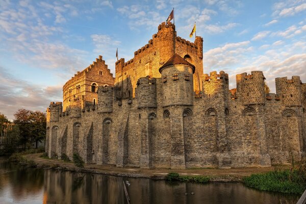 Belgian castle near the moat