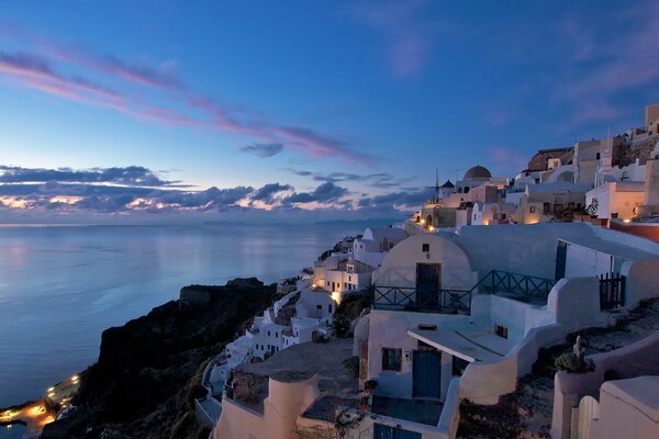 Greece sea twilight night at home