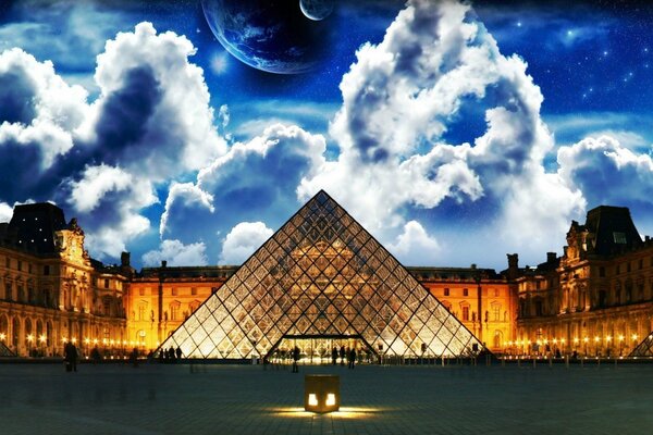 The wonderful Louvre under the sky of Paris