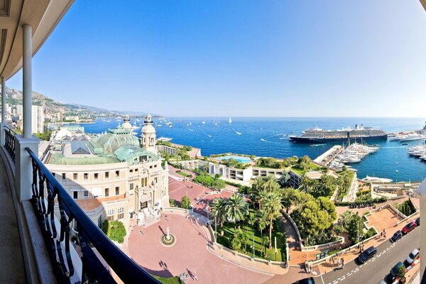 The landscape of the city of Monaco and the ocean