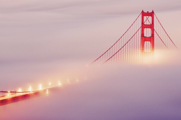 A beautiful bridge shrouded in fog