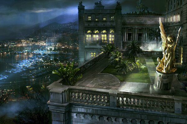 Statue d ange dans la nuit à Monaco