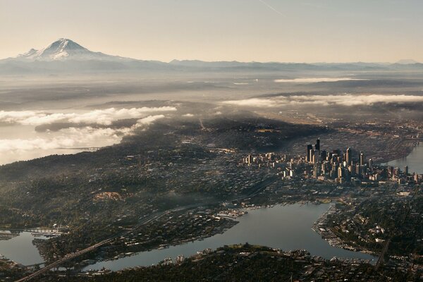 Bird s-eye view of Seattle