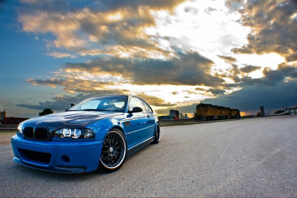 Daytime sky over a BMW sky car