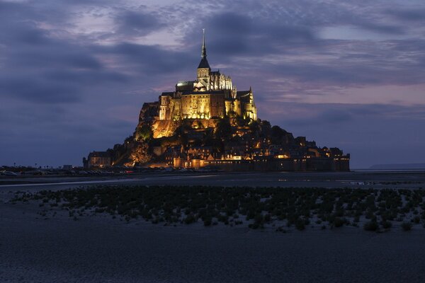 France landscape over water in the evening