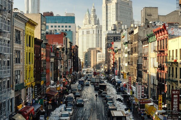 Skyscrapers . New York. Chinatown. Broadway