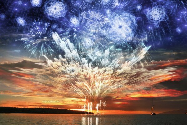 Fireworks over the lake