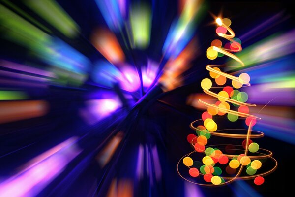 Abstrakte Neujahrszeichnung mit Spirale und Bokeh