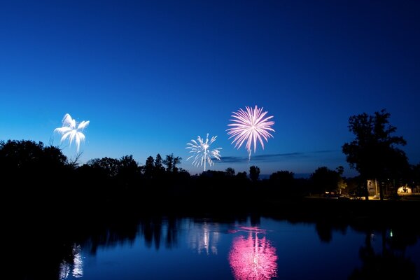 Fireworks for the celebration of the City Day