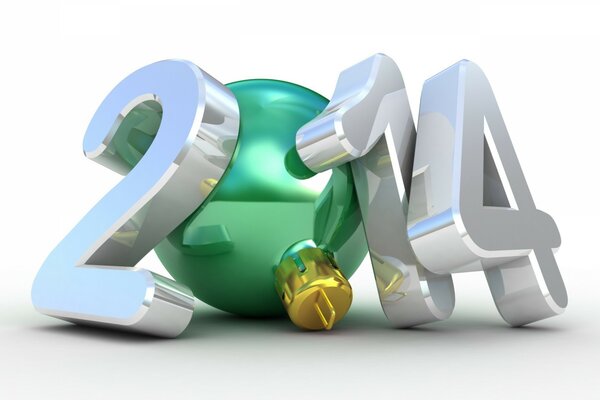 New Year 2014, figures with a green ball