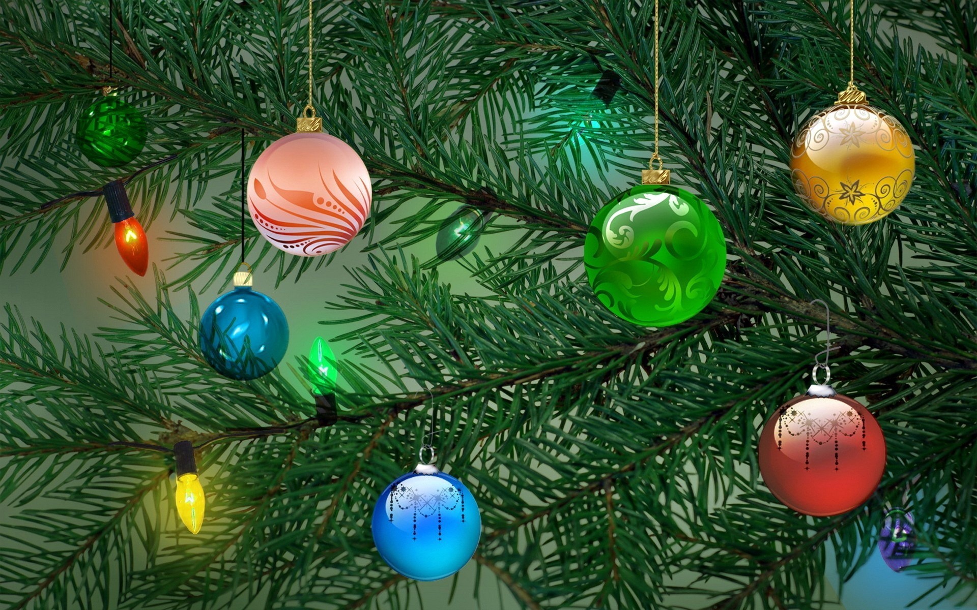 christmas tree garland balls new year