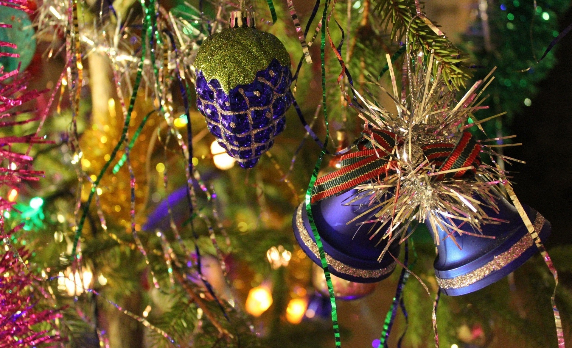 albero di natale glitter nuovo anno vacanza campane pioggia paillettes nastri tinsel