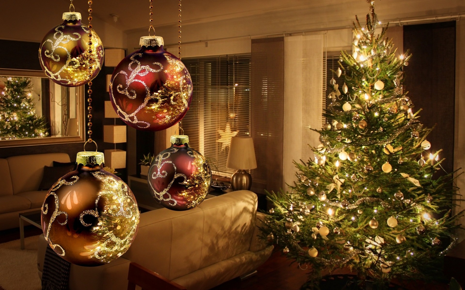 arbre de noël lumières boules noël nouvel an lumière décor décoration salon