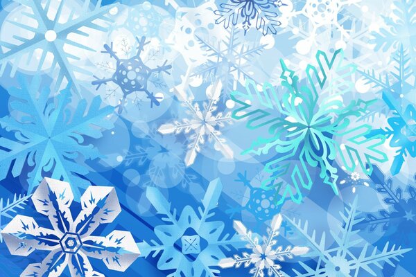 Blue and white Christmas snowflakes