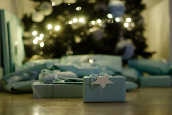 Gifts under a beautiful Christmas tree