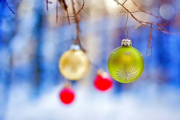 Boules de Noël rouge, or et vert