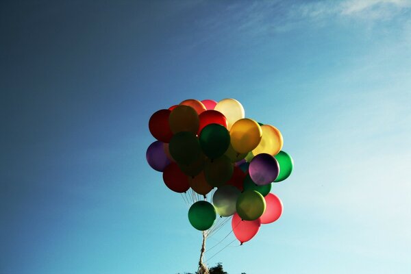 Ballons arc-en-ciel dans le ciel