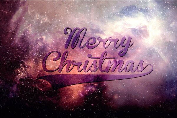 Merry Christmas inscription on a starry background