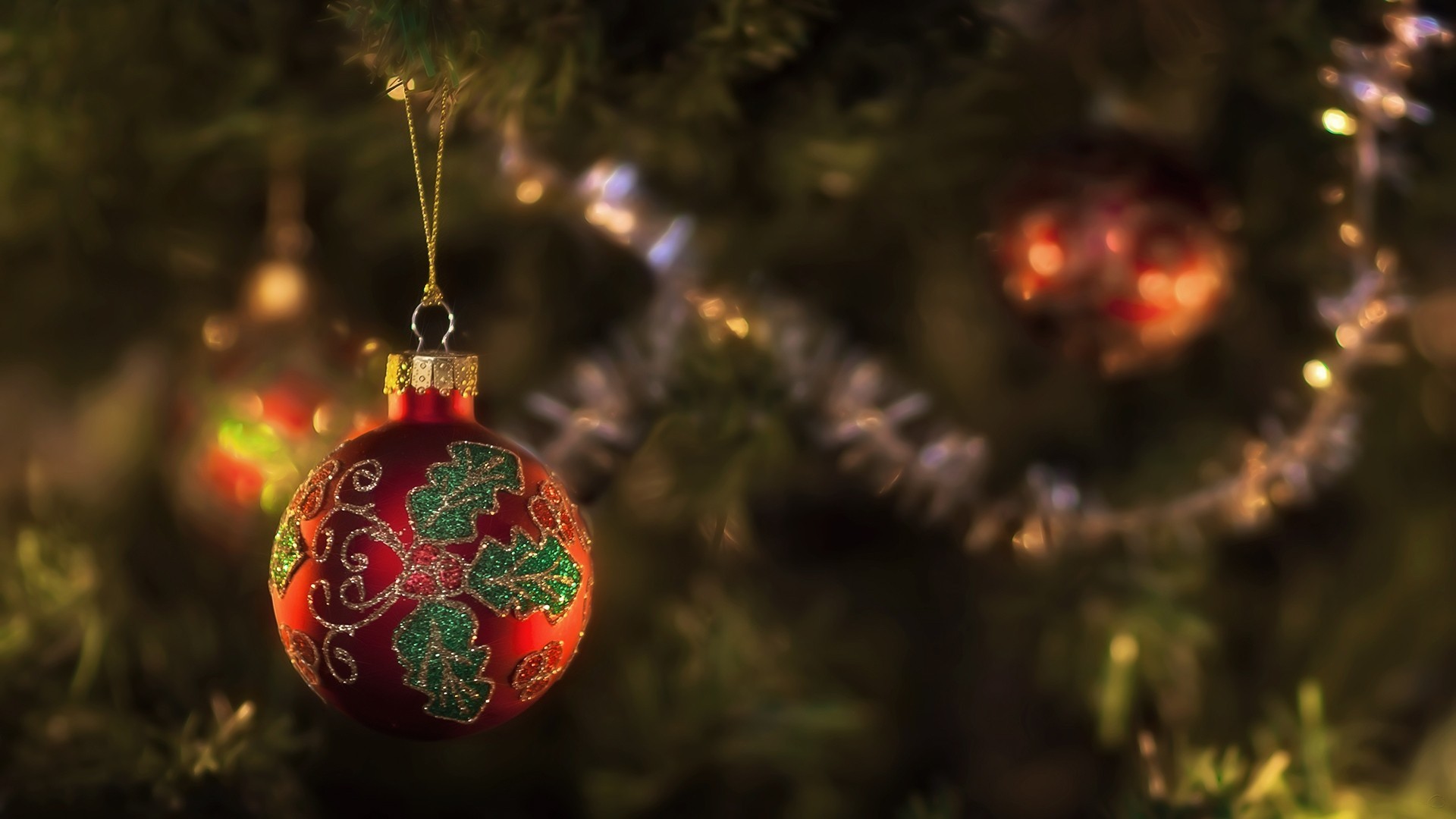 arbre de noël boule nouvel an modèle sapin jouets clinquant mise au point rouge