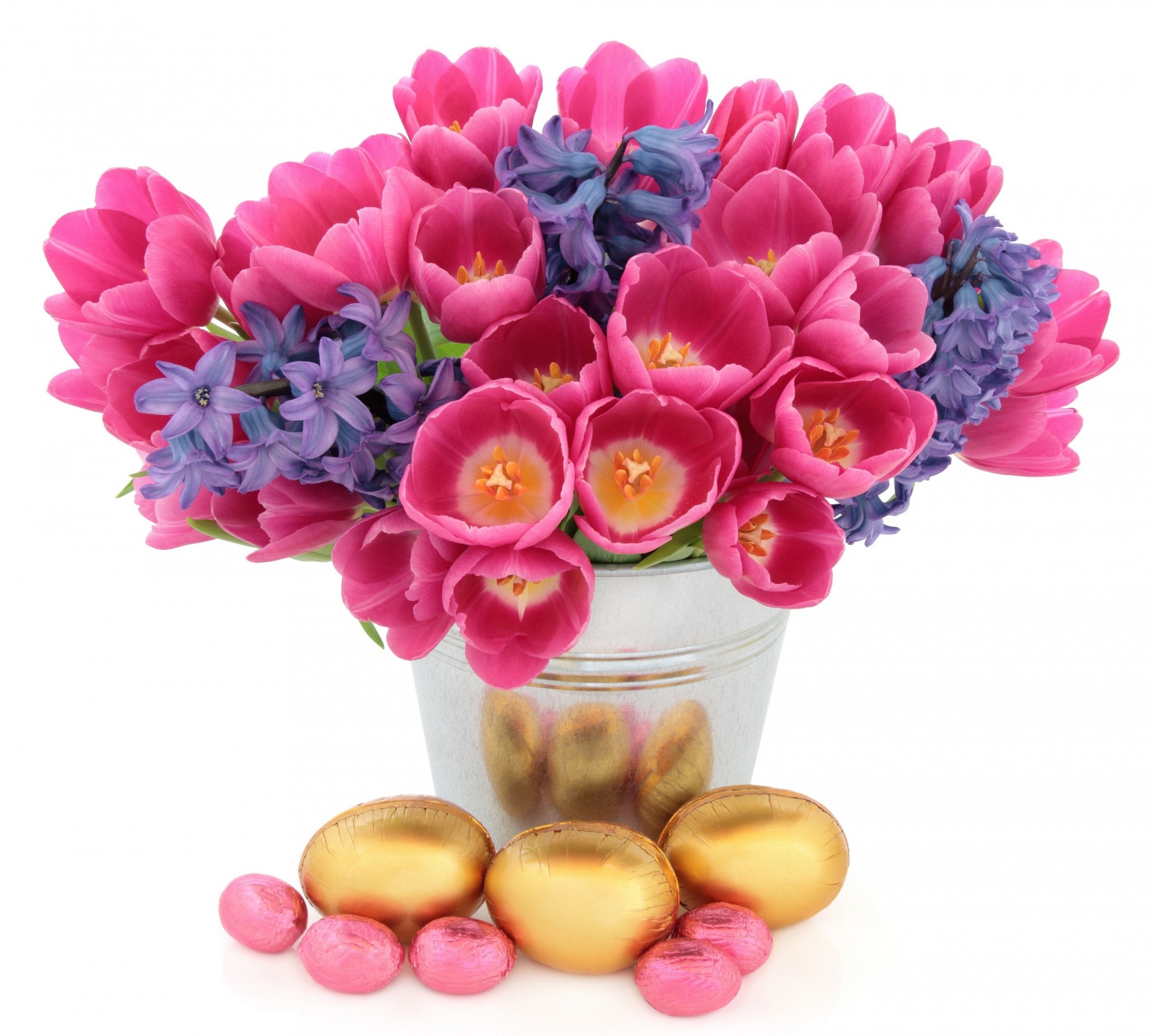 hintergrund vase eier blumen tulpen