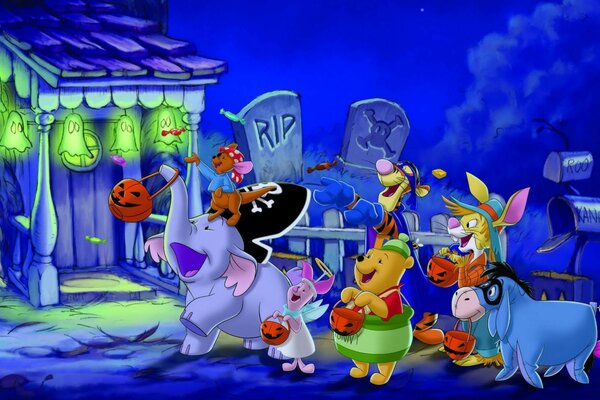 Los personajes de Disney Winnie the Pooh celebran Halloween