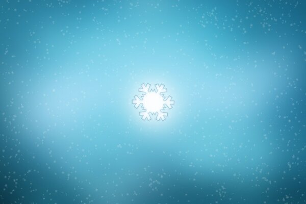 A glowing snowflake on a blue background