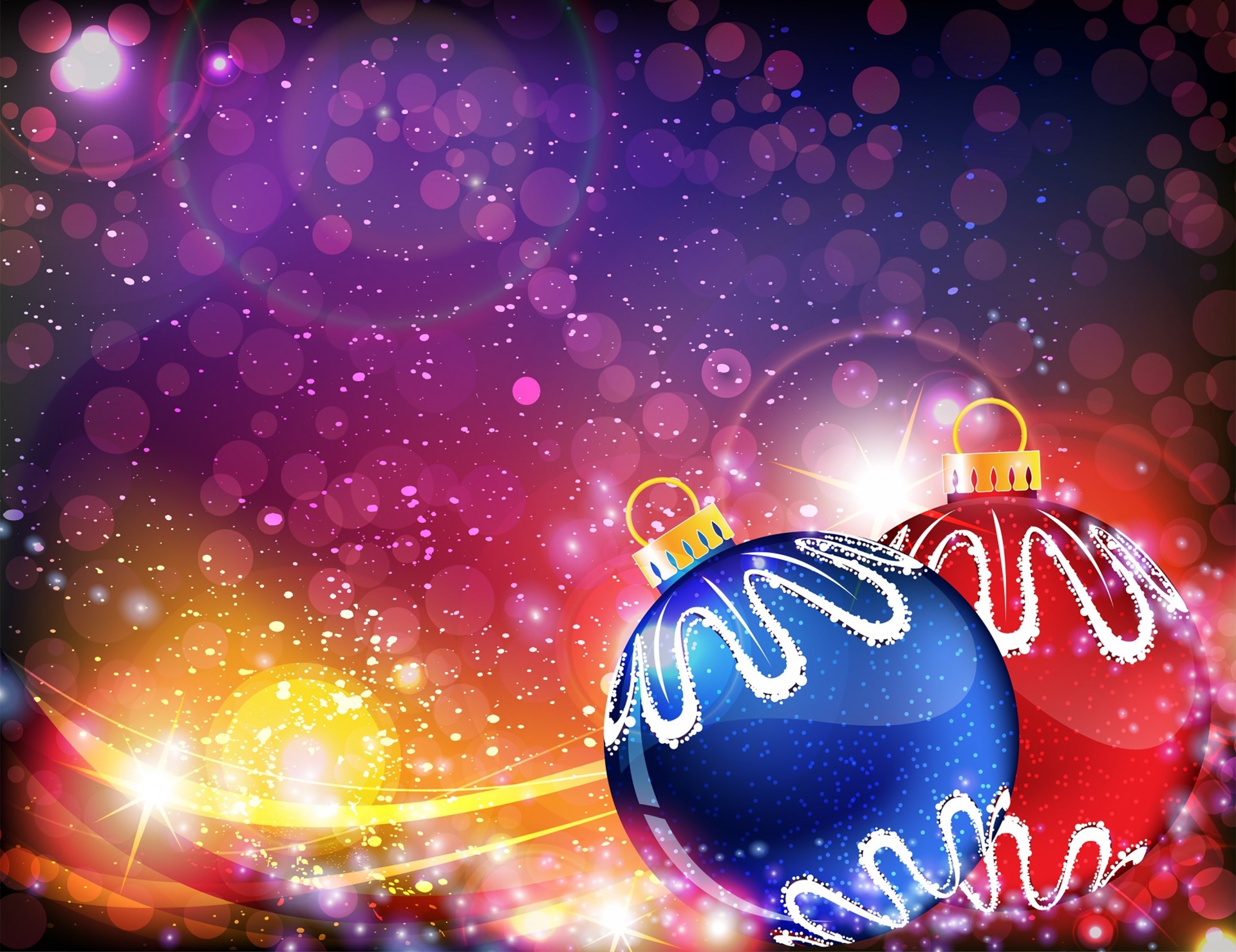 balls bokeh wallpaper blue red