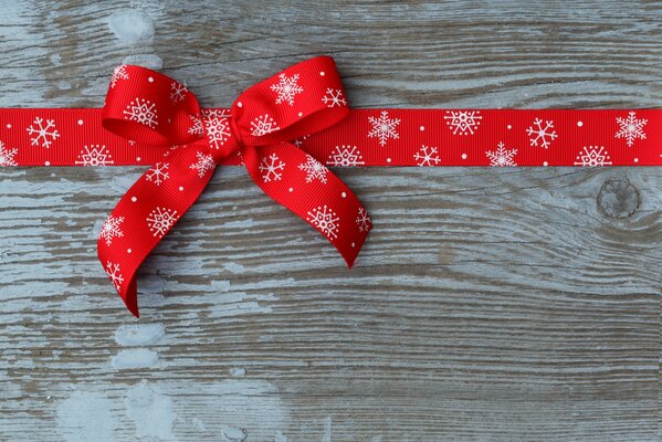 Christmas with a ribbon on the table