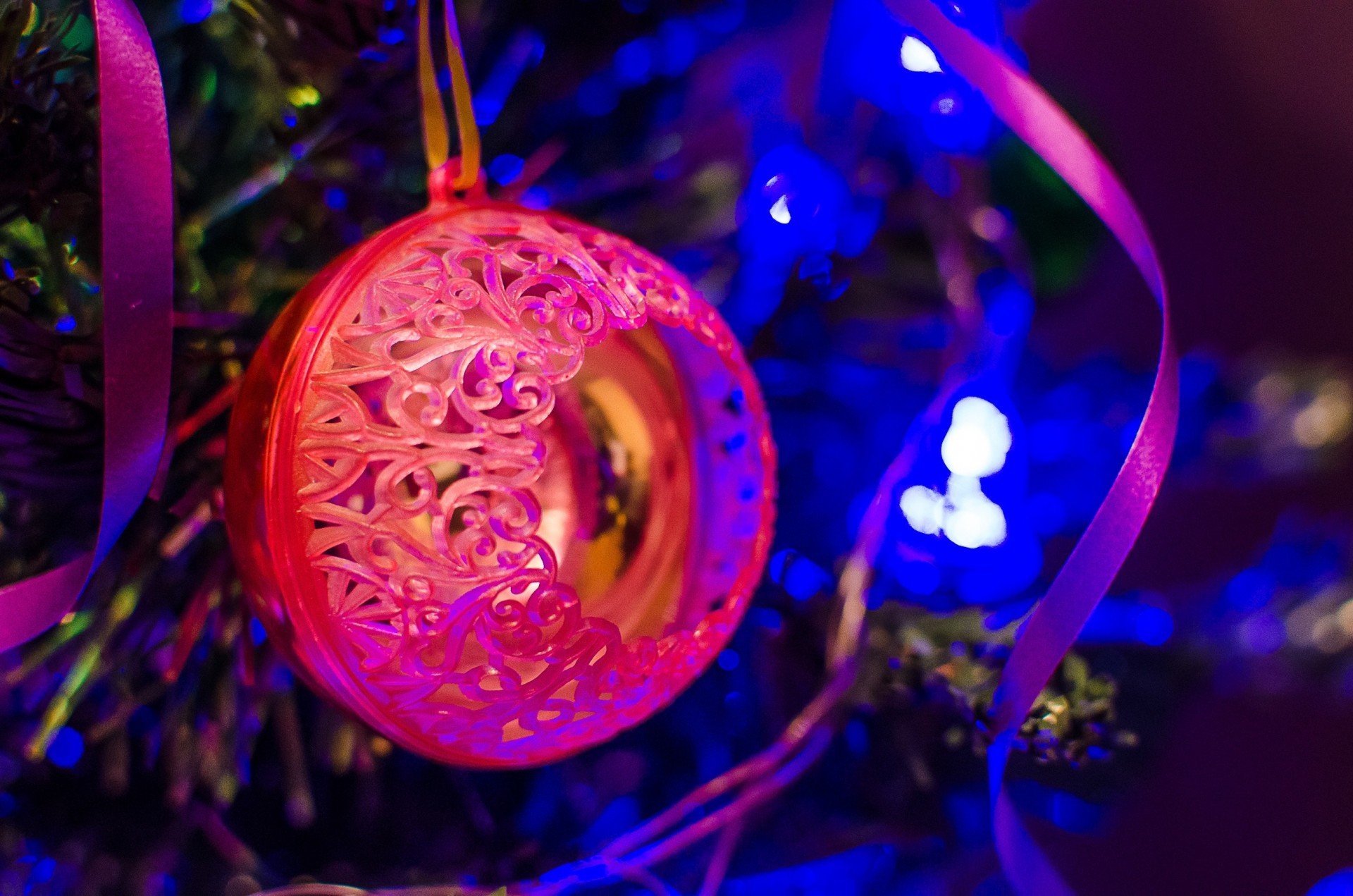 lights bokeh ball new year christmas tree