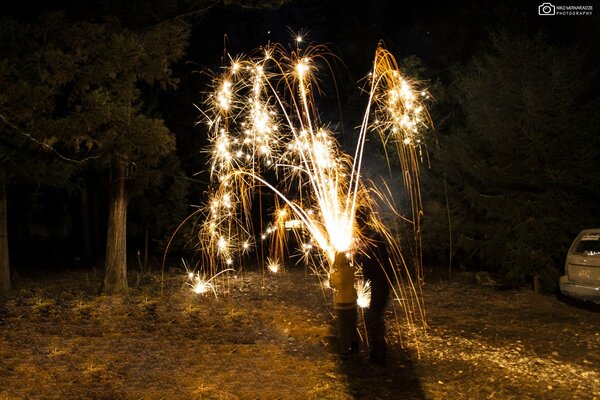 Año nuevo , fuegos artificiales, alegría