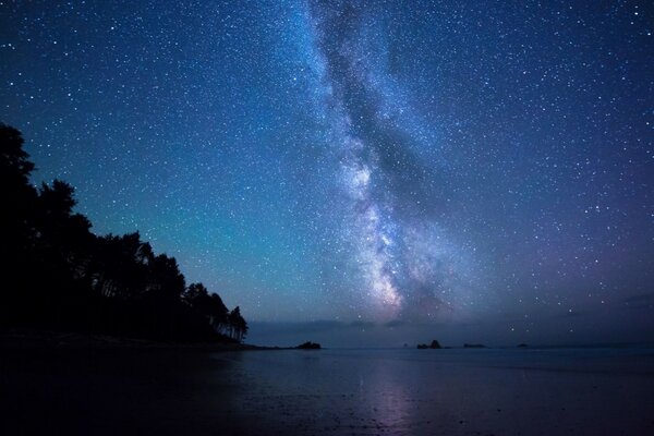 Cielo nocturno en silencio la naturaleza duerme