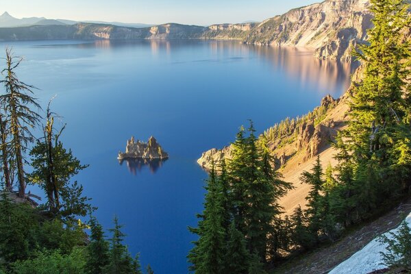 Beautiful landscape of lakes, forests and rocks