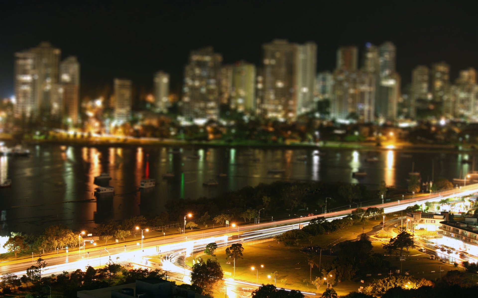 città notte luci strada fiume spiaggia principale tenda spostamento