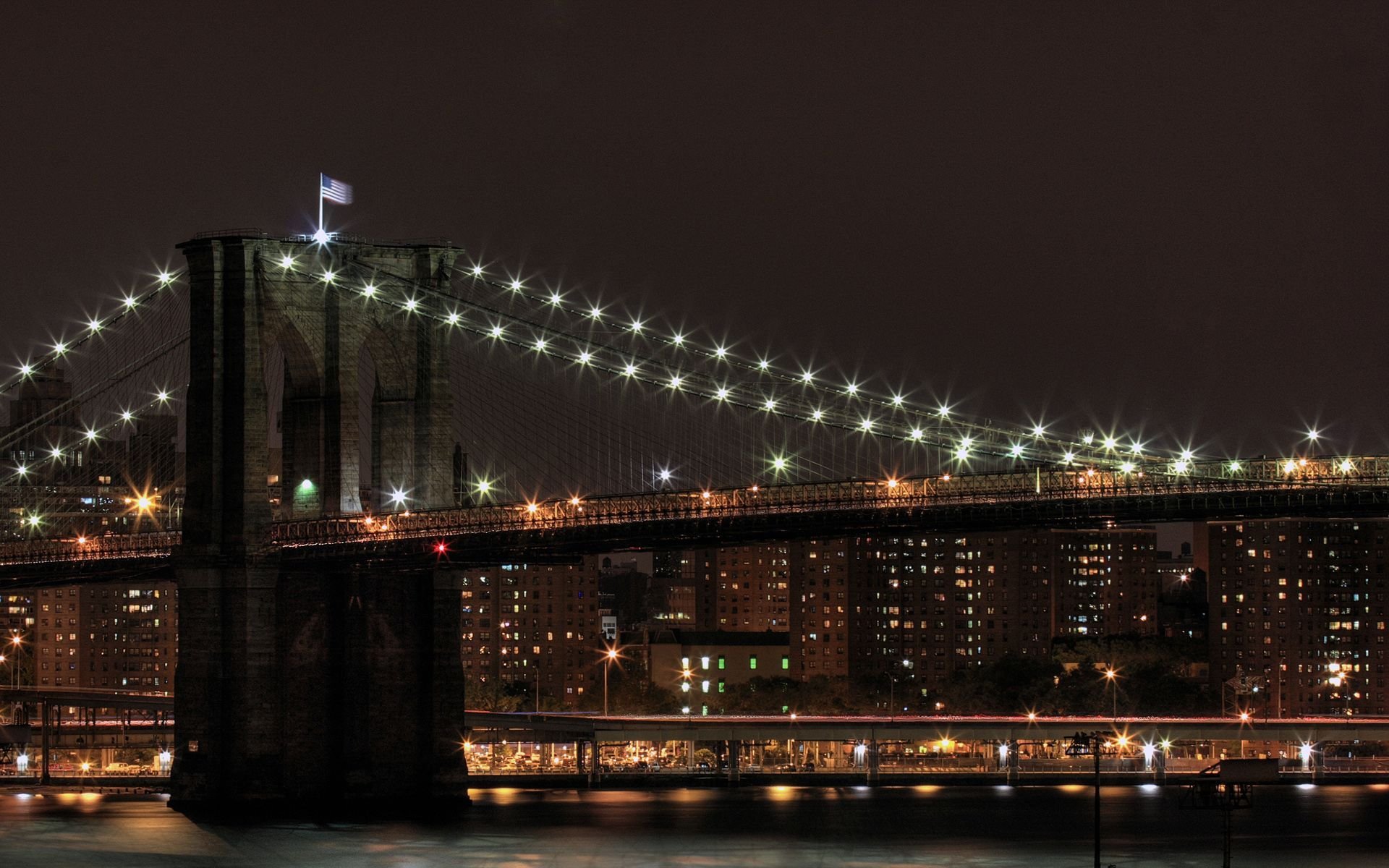 cities bridge views night landscape