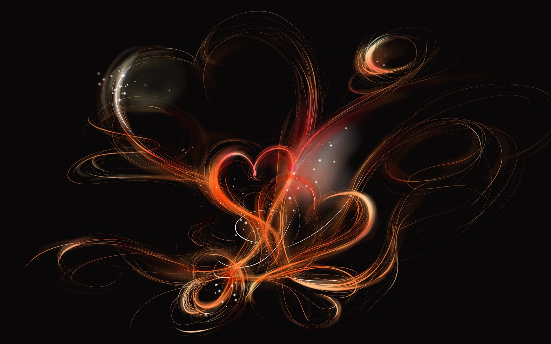 line form hearts lights light black background