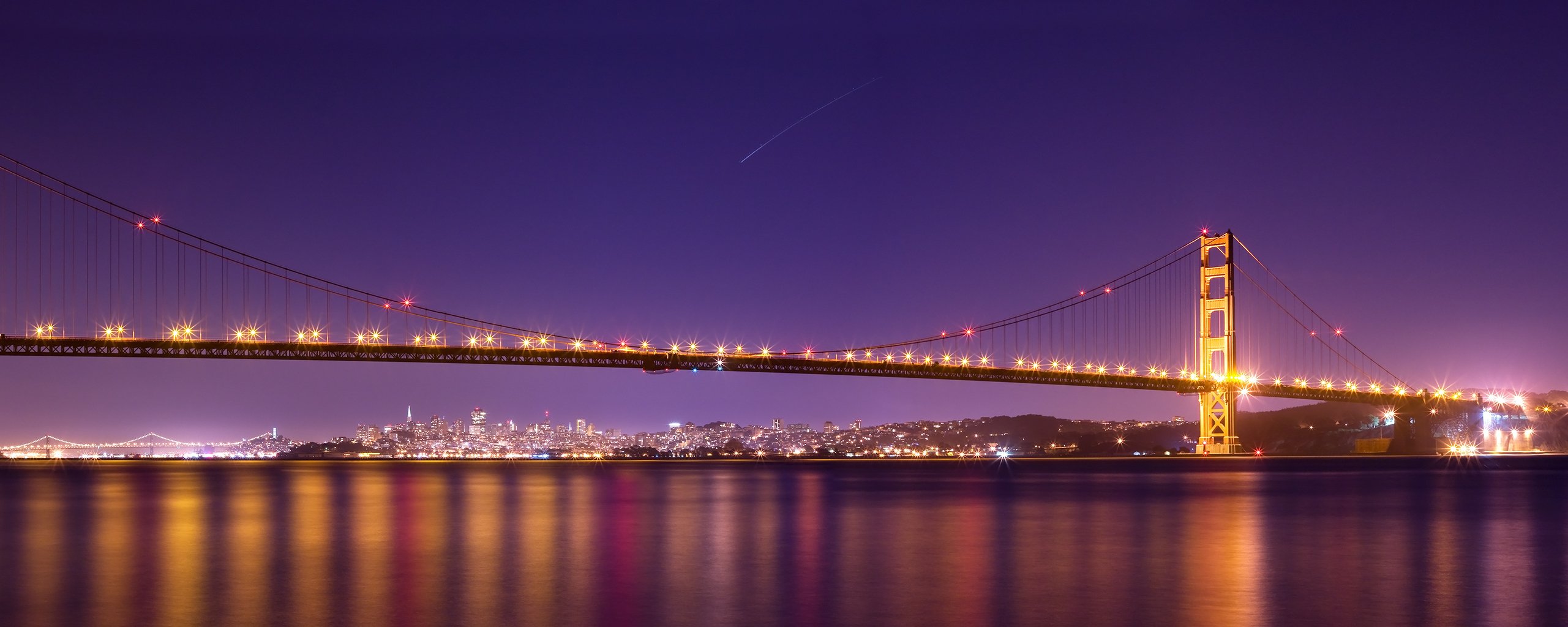 villes vues paysages ponts océan amérique routes lumière lumières nuit usa