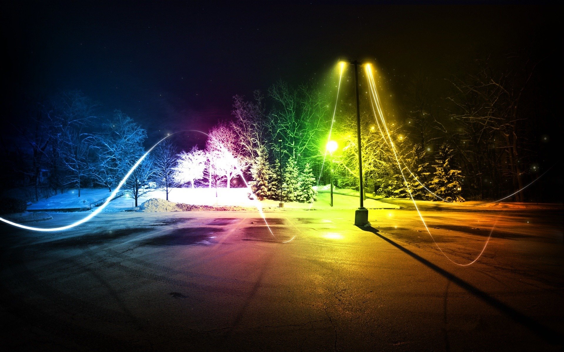 town night park winter graphics photoshop