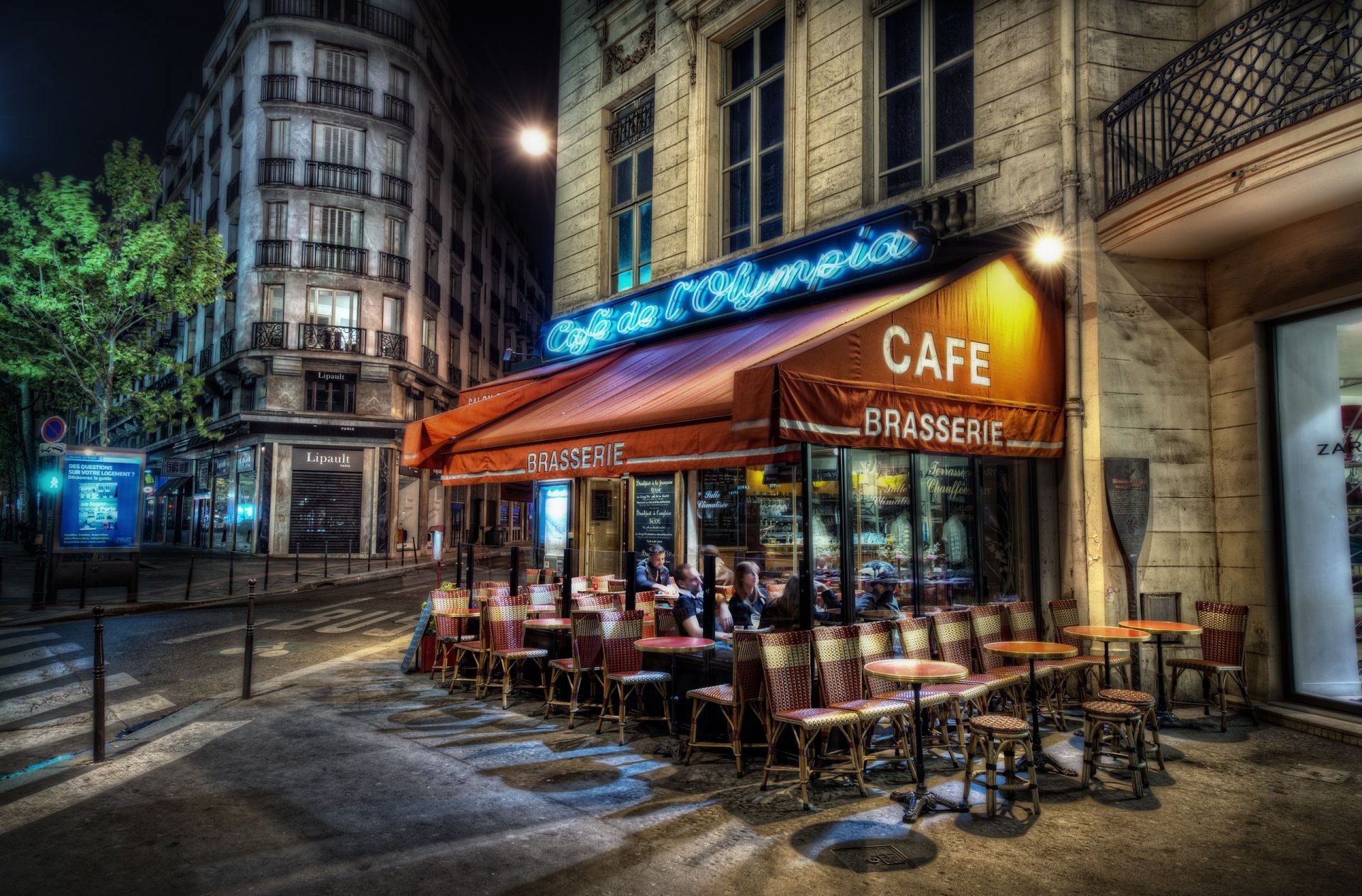 paris france café capitale soirée