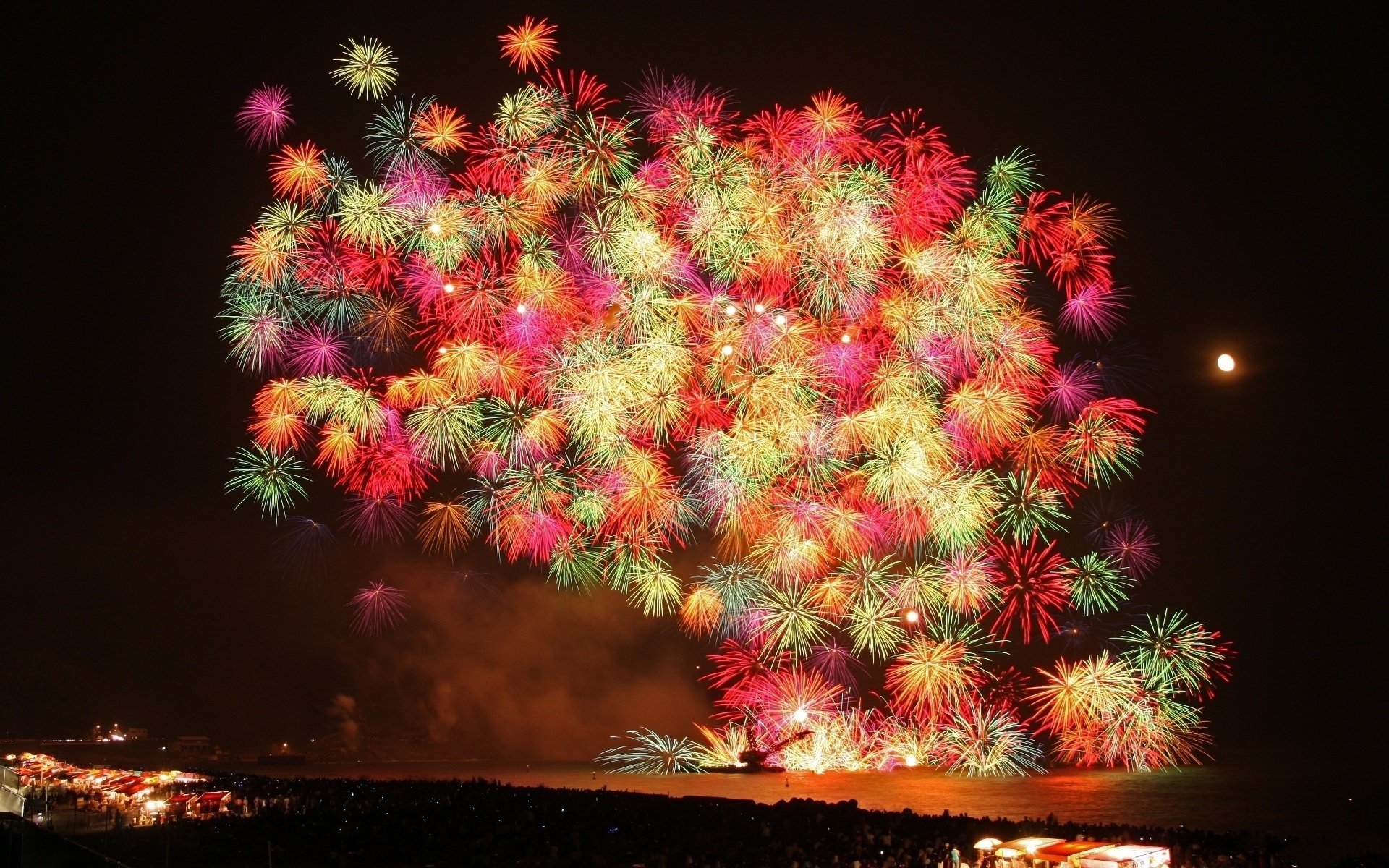 ville fumée nuit ciel côte explosions salut côte