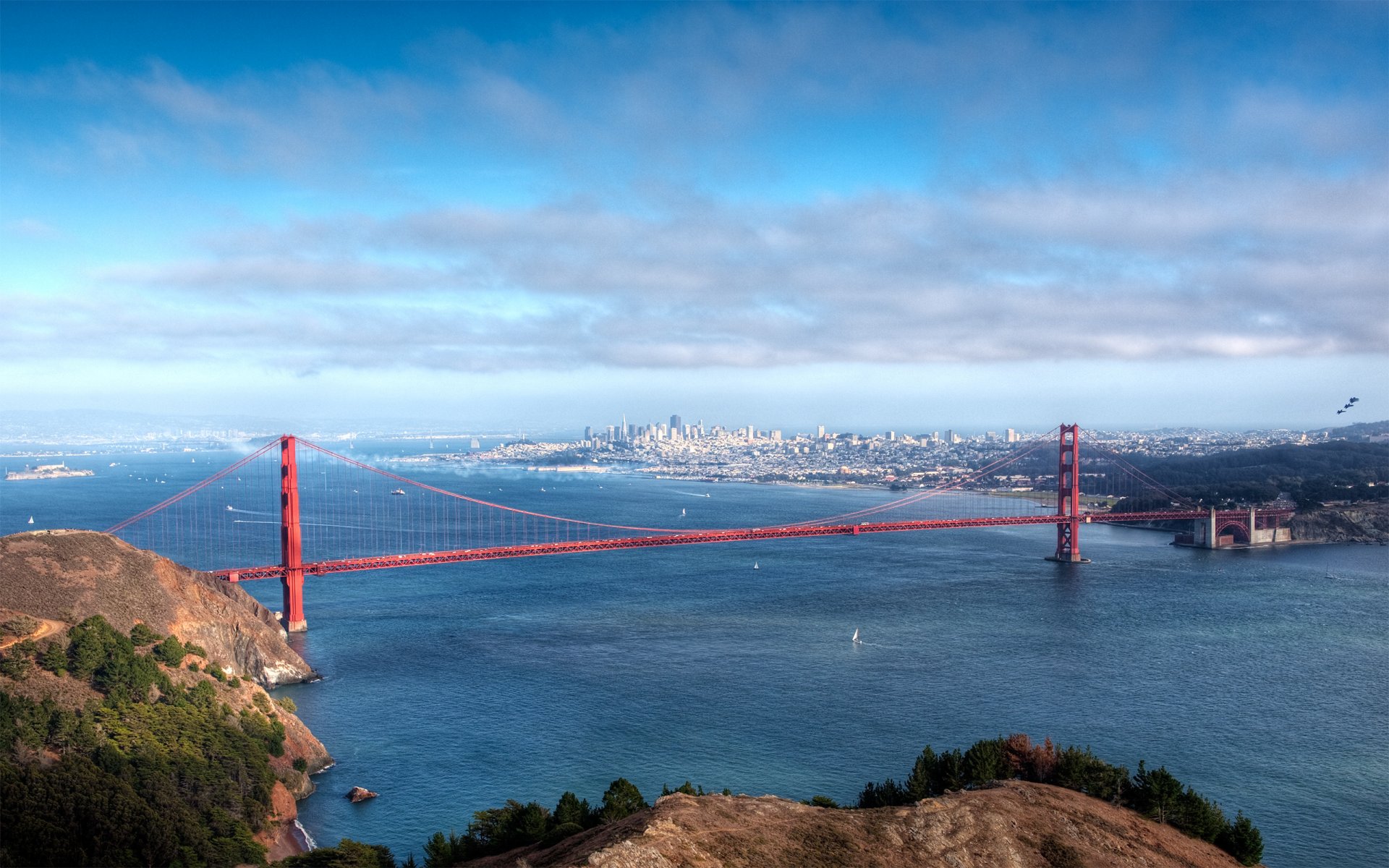 cities america places view bridges structures buildings sea ocean water open spaces stones landscapes houses usa san francisco united states of america