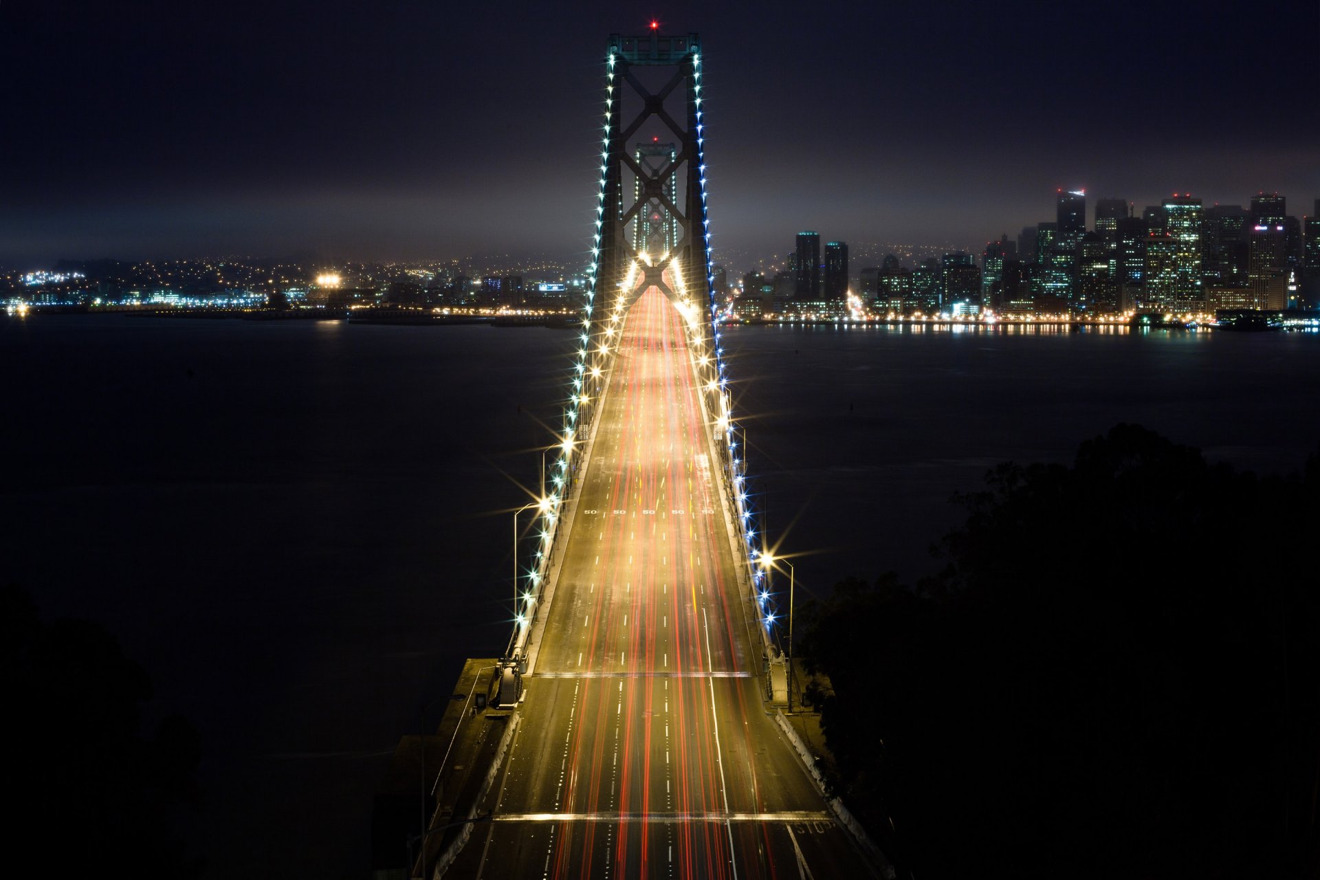 puente ciudad luz noche luces