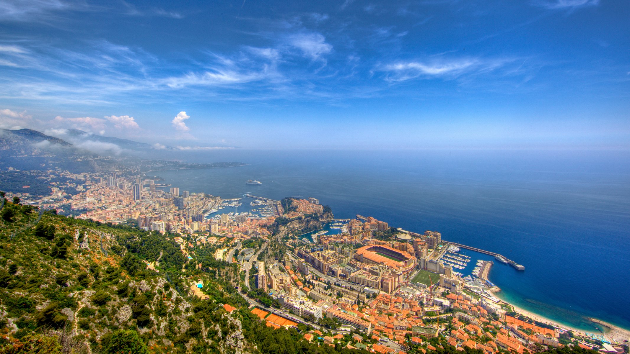 city monaco monte carlo sky sea expanse landscape horizon port nature