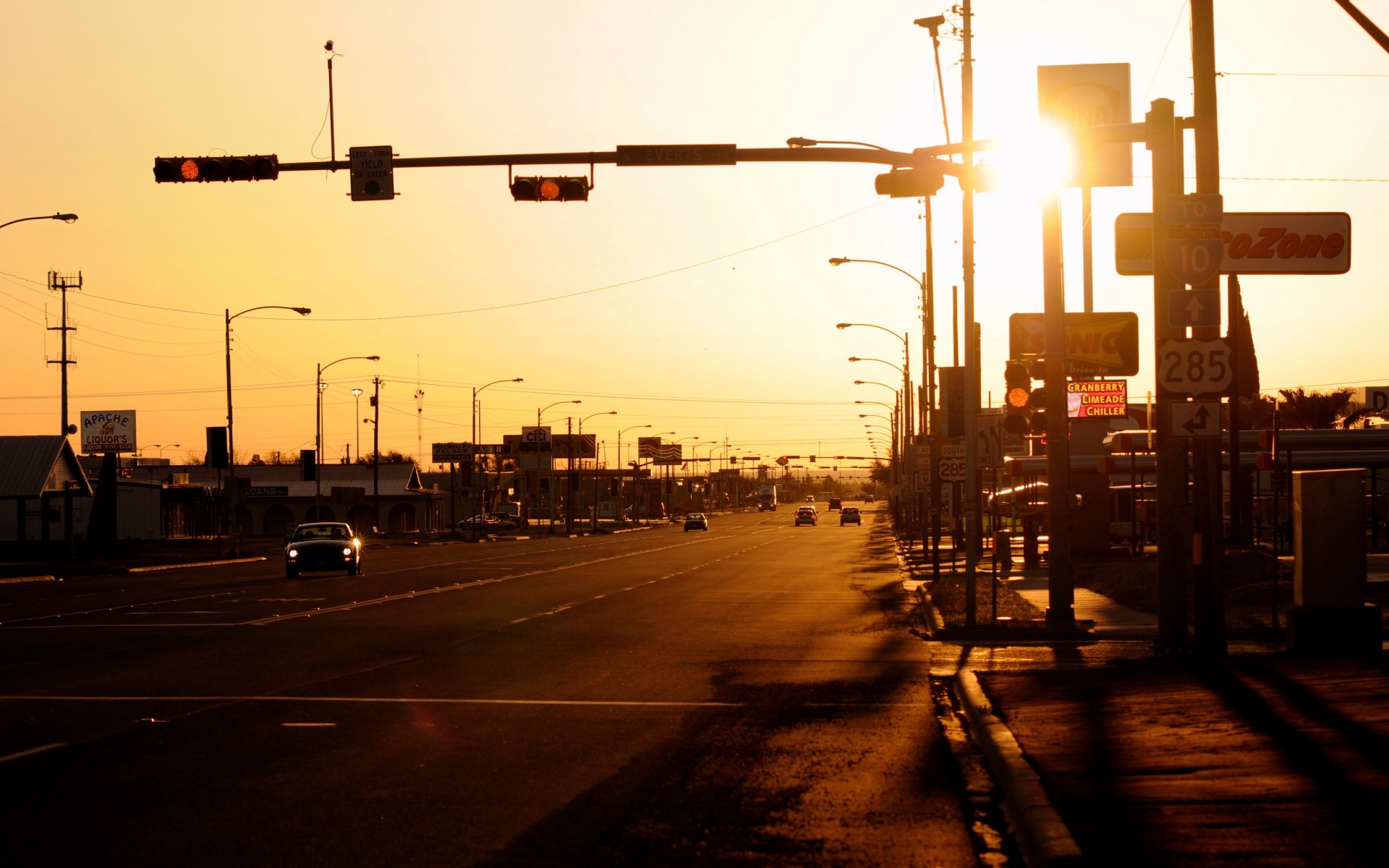 amerika usa abend sonnenuntergang stadt straße