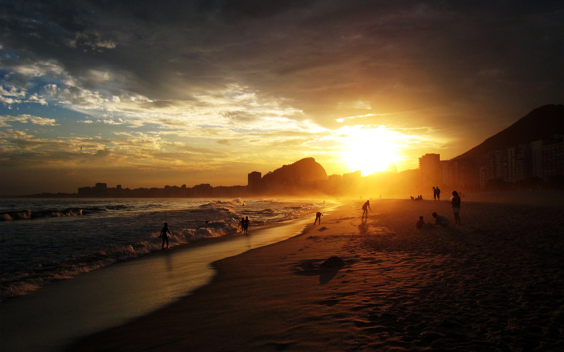 copacabana río de janeiro playa puesta de sol