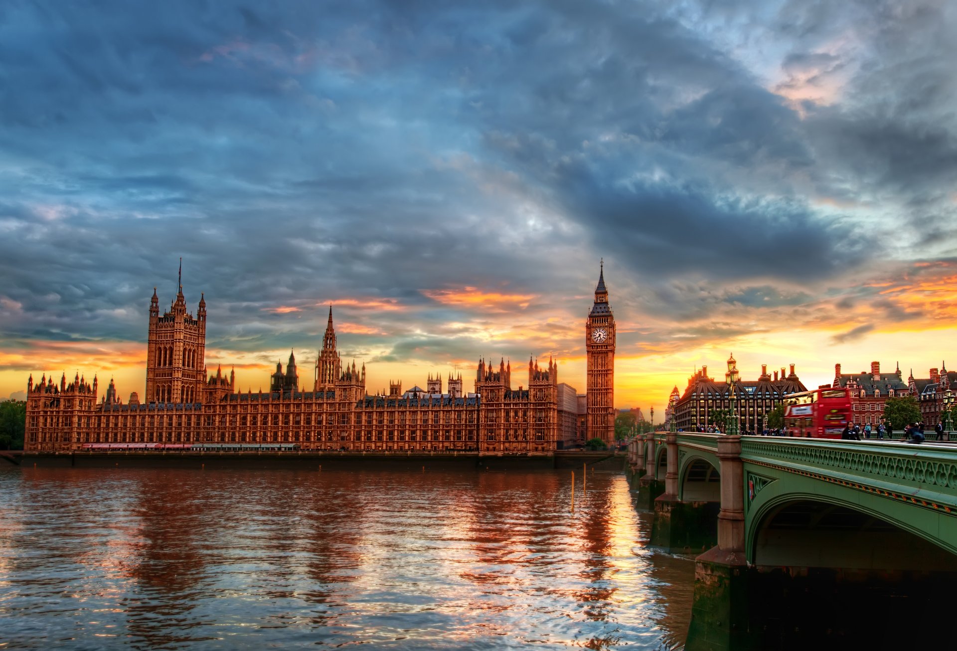 stadt london fluss themse westminster-palast uhrturm