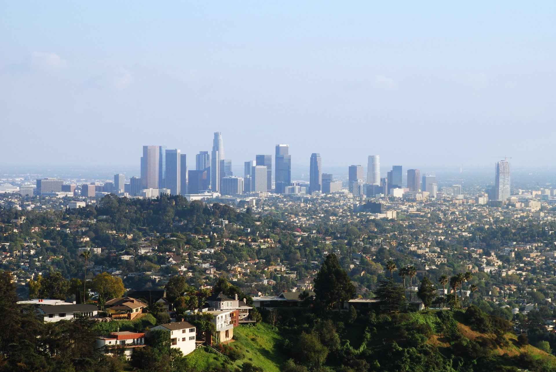 los ángeles california centro metrópolis parque casas rascacielos árboles