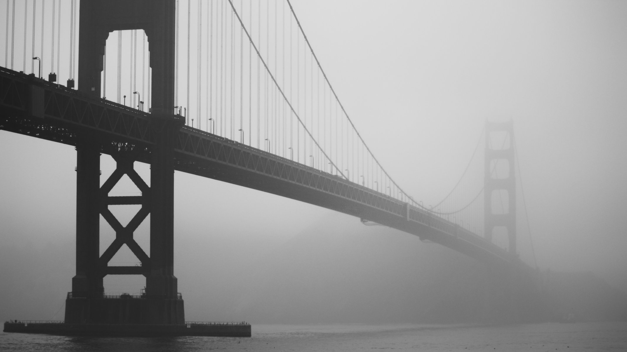 fog bw photo bridge golden gate california san francisco