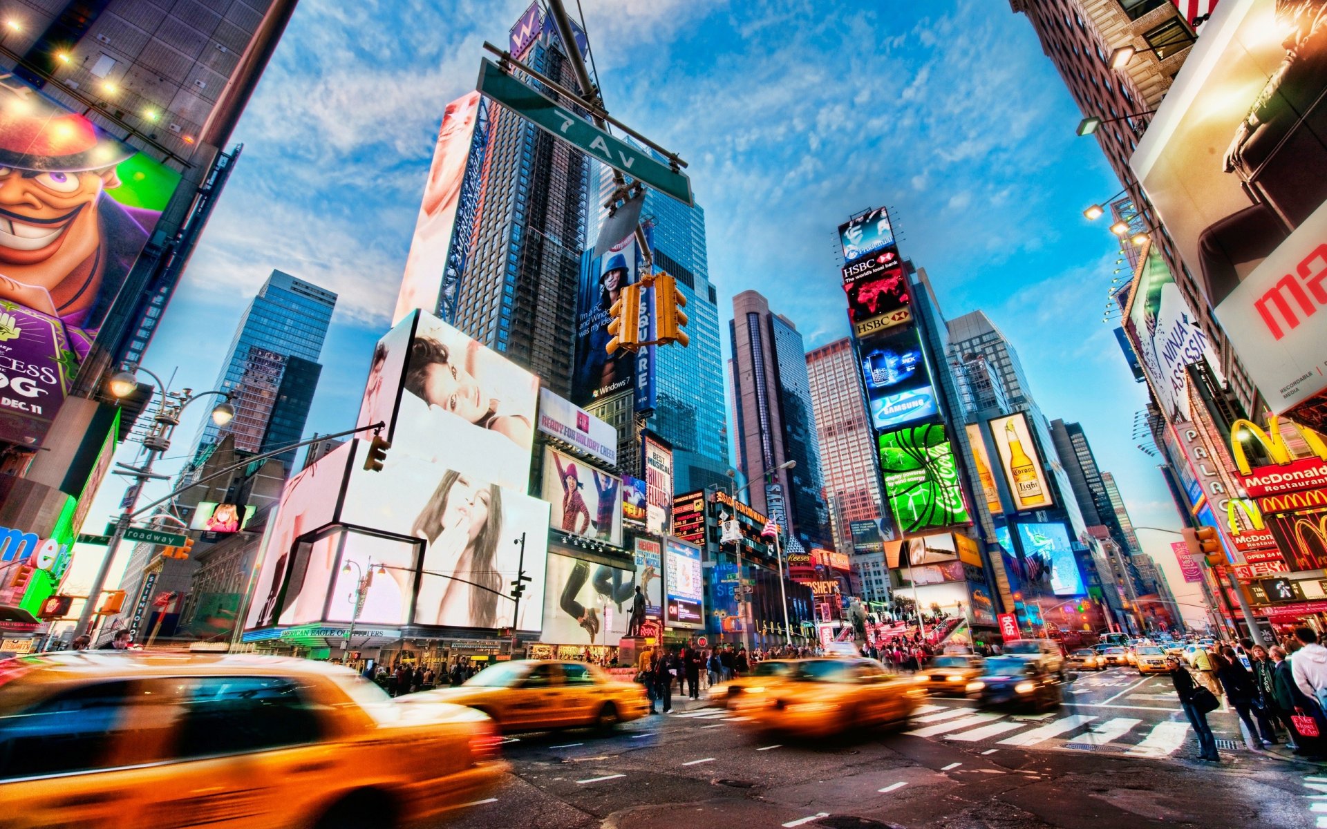 times square new york taxi people town