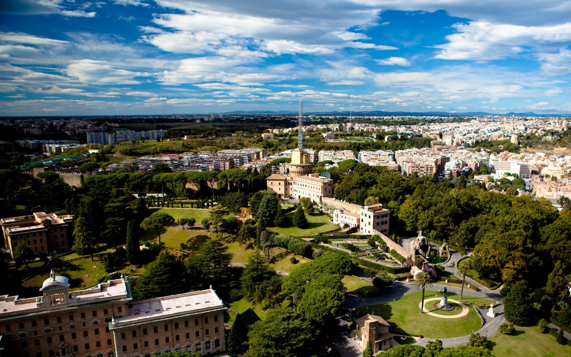 ciudad roma casas árboles parque altura italia europa roma