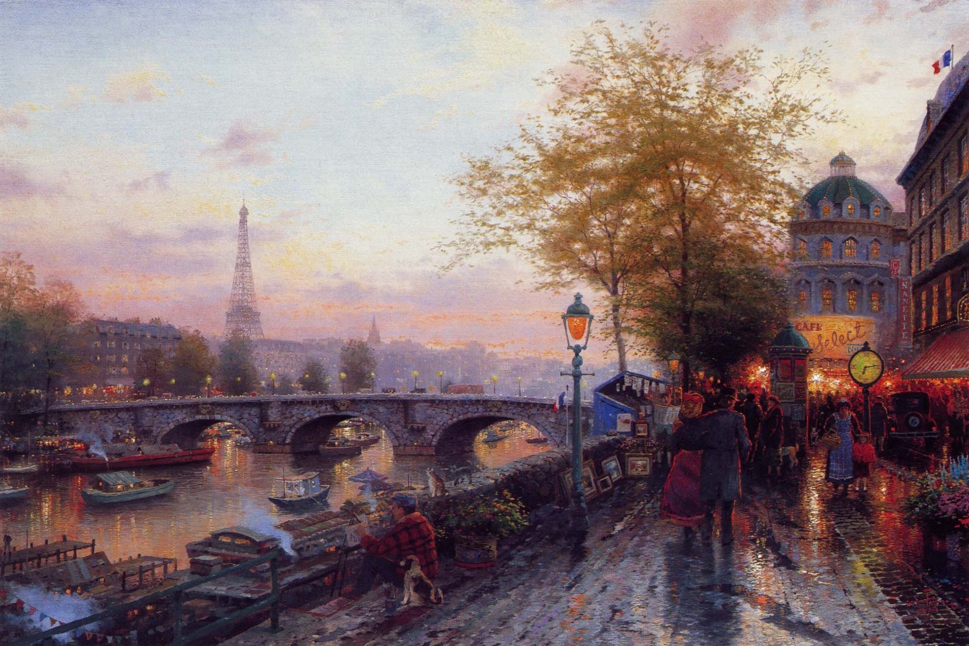 thomas kinkade parís torre eiffel pintura